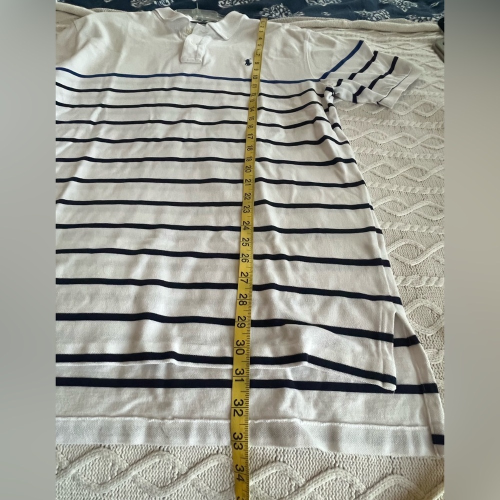 Men's Polo Ralph Lauren White and Blue Striped Short Sleeve Polo Shirt Size XL - Picture 12 of 16